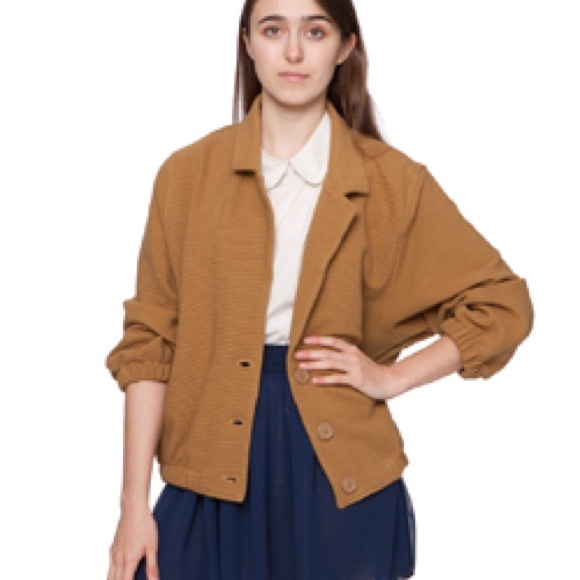 American Apparel Tan Mustard Cotton Ottoman Jacket - Picture 9 of 10